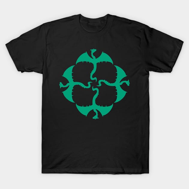 Emerald Green Vector Flying Irish / Gaelic / Celtic Dragons Design T-Shirt by LuckDragonGifts